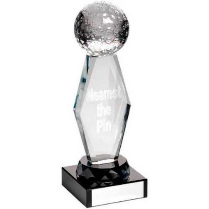 Picture of Clear Glass Lasered Golf Column On Black Base (Boxed) N.T.P
