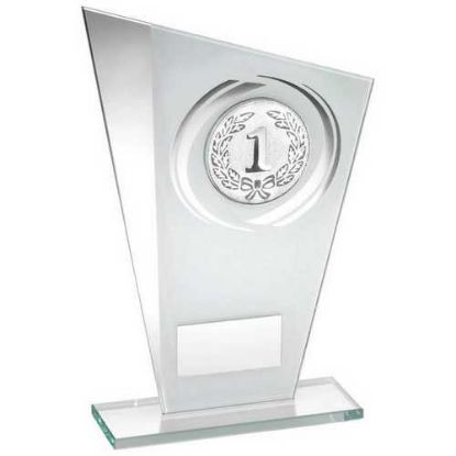 Picture of White~silver Printed Glass Plaque With Wreath