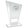 Picture of White|silver Printed Glass Plaque With Wreath - (1in Centre) 7.25in