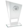 Picture of White|silver Printed Glass Plaque With Wreath - (1in Centre) 7.25in