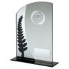 Picture of Jade Glass Plaque With Black And Silver Wreath And Detail (1in Centre) - 7.25in