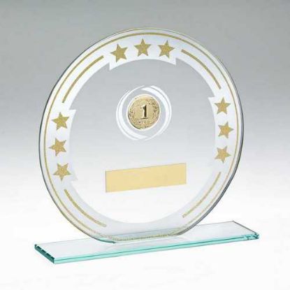 Picture of Jade Round Glass With Silver~gold Detail (1in Centre)