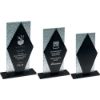 Picture of Black Glass Diamond And Base With Clear Frosted Backdrop - 9in