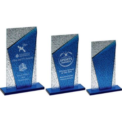 Picture of Blue Glass Plaque And Base With Clear Frosted Backdrop