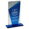 Picture of Blue Glass Plaque And Base With Clear Frosted Backdrop - 9in
