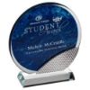 Picture of Blue Marble Backed Clear Glass Circle With Silver Detail - 6.75in