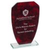 Picture of Red Marble Backed Jade Glass Shield (4mm Thick) - 8in