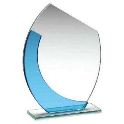 Picture of Jade|blue Glass Oval Plaque With Angled Top (4mm Thick) - 6in