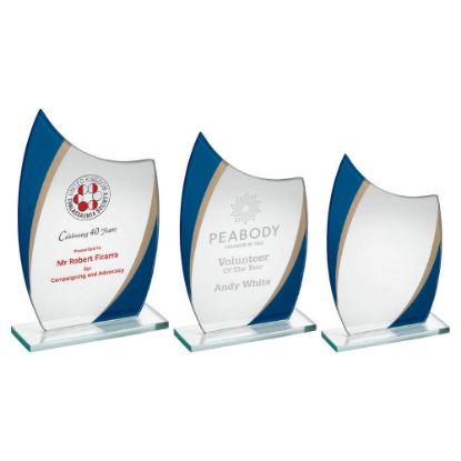 Picture of Jade Glass Curved Plaque With Blue~gold Highlights (4mm Thick)