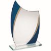Picture of Jade Glass Curved Plaque With Blue|gold Highlights (4mm Thick) - 6in