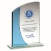 Picture of Jade|blue Glass Rectangle Plaque With Curved Top (4mm Thick) - 5.25in