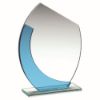 Picture of Jade|blue Glass Oval Plaque With Angled Top   (4mm Thick) - 5.5in