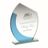 Picture of Jade|blue Glass Oval Plaque With Angled Top   (4mm Thick) - 5.5in
