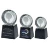 Picture of Clear Glass Golf Circle With Image On Black Plinth - 4.25in