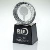 Picture of Clear Glass Golf Circle With Image On Black Plinth - 4.25in