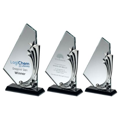 Picture of Clear~blk Glass Plaque With Metal Stars (10mm Thick)