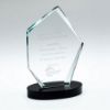 Picture of Clear Glass Offset Diamond Plaque On Black Base (15mm Thick) - 8.5in