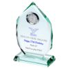 Picture of Jade Glass Diamond Plaque With Clock (15mm Thick) - 6.5in
