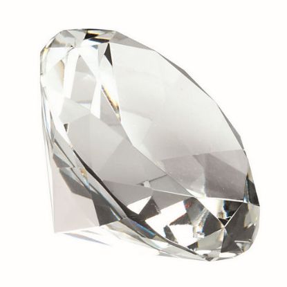Picture of Clear Glass Diamond Shaped Paperweight In Box