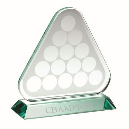 Picture of Jade Glass Triangle Plaque With Pool~snooker Balls (10mm Thick)