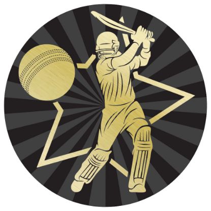 Picture of Cricket Batsman Gold~black Printed Centre 50mm