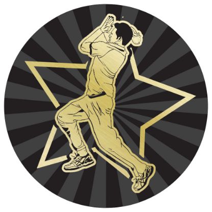 Picture of Cricket Bowler Gold~black Printed Centre 50mm