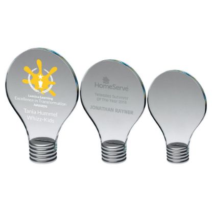 Picture of Clear Glass Lightbulb Plaque On Metal Screw Base (Approx 10mm Thick)