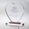 Picture of Clear Glass Heart With Red Stepped Base (10mm Thick) - 9in