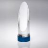 Picture of Clear Glass Round Column On Blue Metal Base  (70mm Diameter) - 9.25in