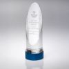 Picture of Clear Glass Round Column On Blue Metal Base  (70mm Diameter) - 9.25in