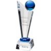 Picture of Clear|blue Glass Victory Plaque With Blue Globe - 9.25in