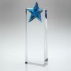 Picture of Clear Glass Wedge With Blue Glass Star - 9in