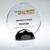 Picture of Clear Glass Round Plaque (10mm Thick) In Gun Metal Base - 8in