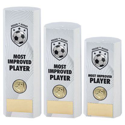 Picture of White Plastic Filled Column Football Most Improved Player (1in Cen) - 7in