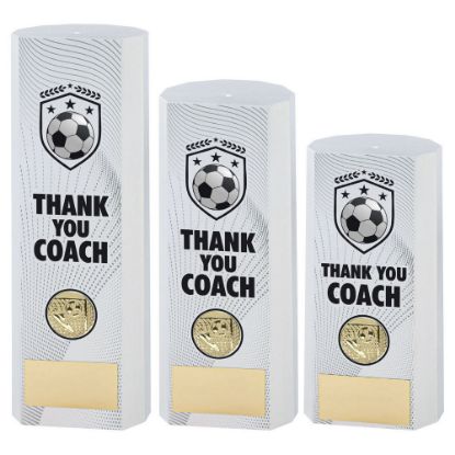 Picture of White Plastic Filled Column Football Thank You Coach (1in Cen) - 8.25in