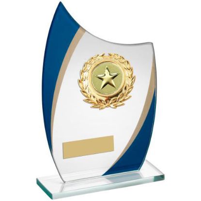 Picture of Jade~blue~silv Glass With Silver~black Trim Trophy (1in Cen)