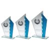 Picture of Jade|blue|silv Glass With Silver|black Trim Trophy (1in Cen) - 6.5in