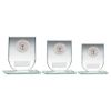 Picture of Jade Glass Shield Plaque With Silver Round Metal Trim Trophy (1in Cen) - 3.75in