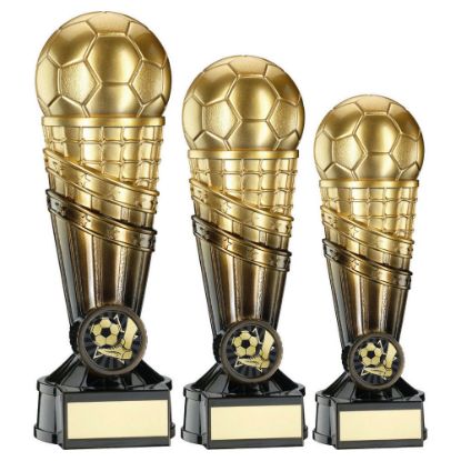 Picture of Gold|black Filled Plastic Football Net Column With Plate (1in Cen) - 9in