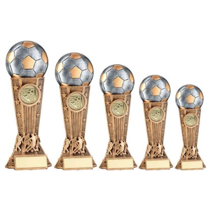 Picture of Brz~pew~gold Football On Silhouette Column With Plate (1in Cen)