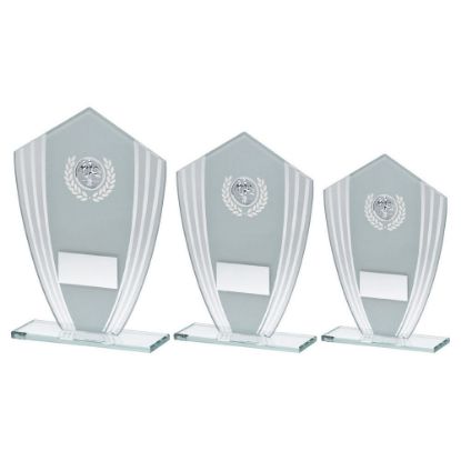 Picture of White|silver Glass Shield Plaque With Football Insert & Plate - 7.25in