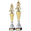Picture of Gold Plastic Female Football Figure On Gold|silver Trophy (1in Cen) - 15.75in