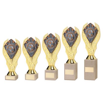 Picture of Gold Holder + Manager's Player Disc & Cream Marble Trophy (1in Cen) - 11in