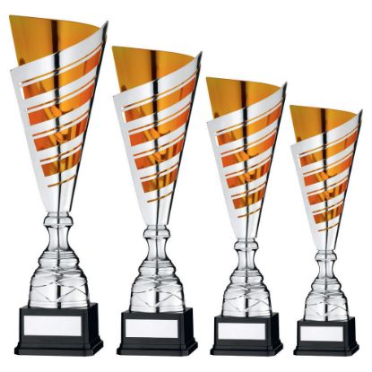 Picture of Silver|gold Stripe Cup Assembled Trophy And Plate - 24in