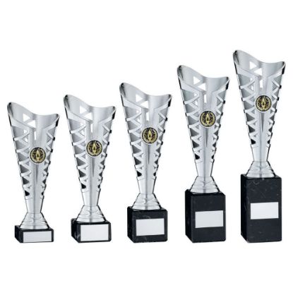 Picture of Silver Plastic Titan Cup On Black Marble Assembled Trophy (1in Cen)