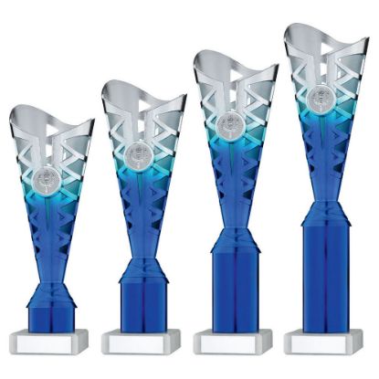 Picture of Silver~blue Plastic Titan Cup Assembled On Marble (1in Cen)