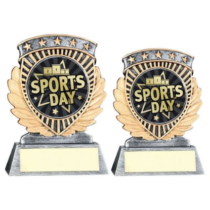 Picture of Pew|gold 5 Star Holder With Vinyl Sports Day Insert & Plate - 3.75in