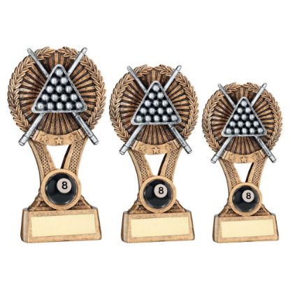 Picture of Brz~gold~pew Pool~snooker Round Wreath On V Riser With Plate (1in Cen)