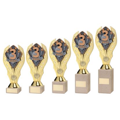 Picture of Gold Plastic Holder + Third Disc On Cream Marble Trophy (1in Cen)