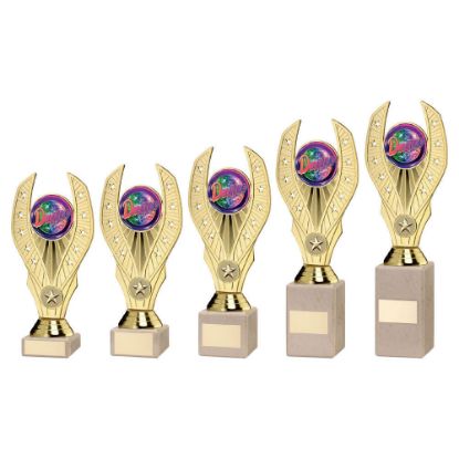 Picture of Gold Plastic Holder On Cream Marble Trophy   (1in & 2in|rd) - 7.75in